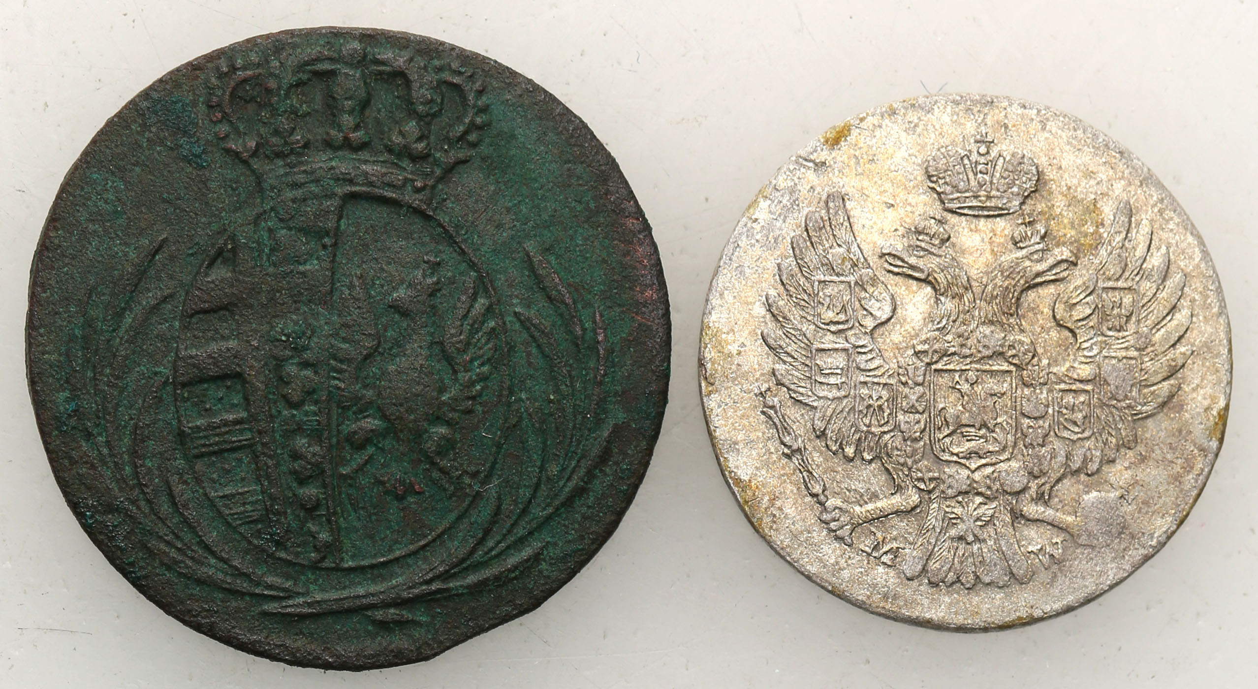 Polska XIX wiek, Księstwo Warszawskie. Grosz 1810, 5 groszy 1838, zestaw 2 monet